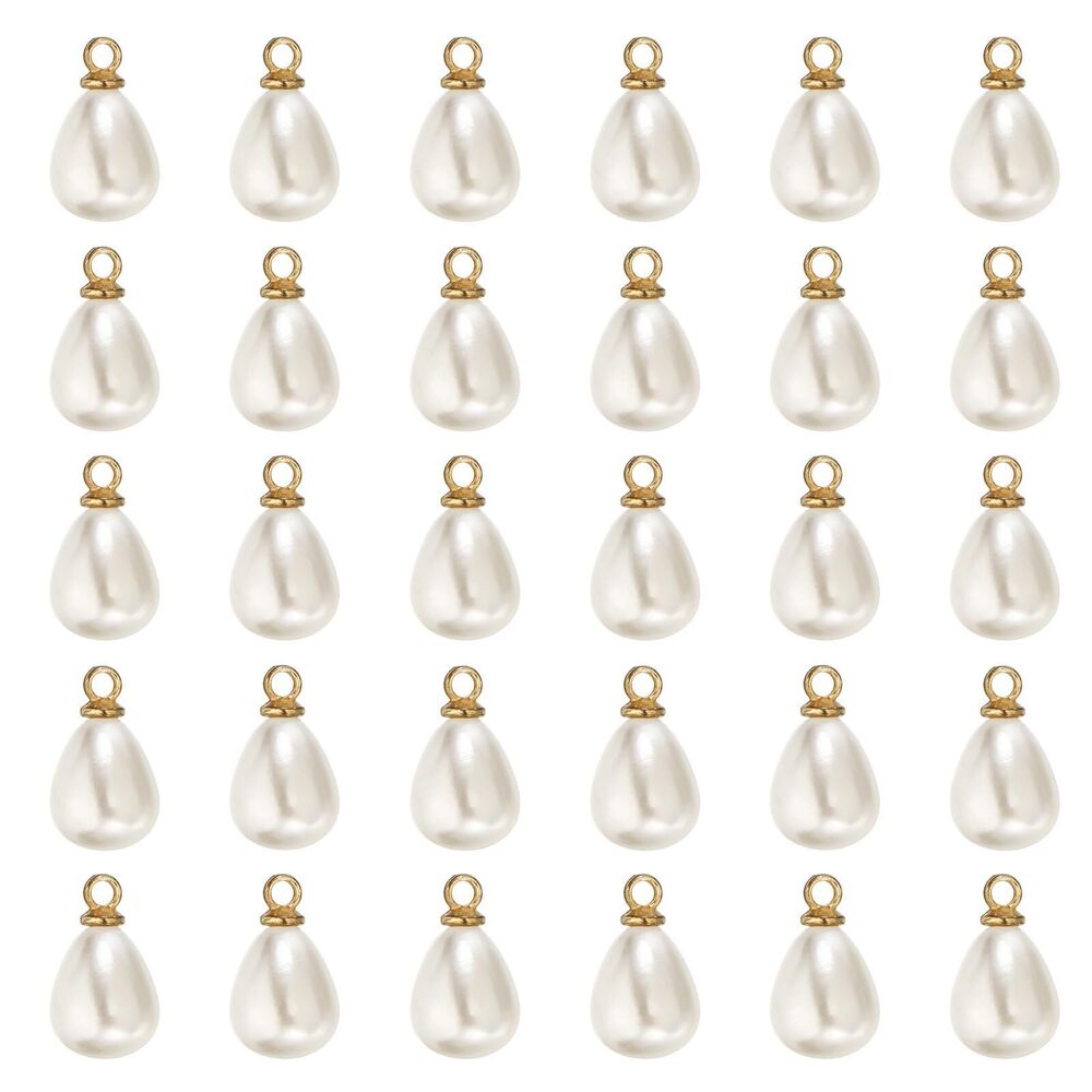4336 10x8mm Pearl Charm, 100Pcs Pearl Beads Teardrop Faux Pearl Pendant
